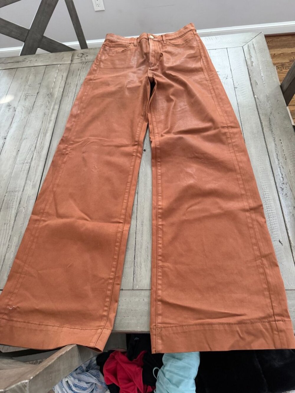 Joe's Jeans The Mia Wide-Leg Coated Jeans Brown Vegan Leather Size 30